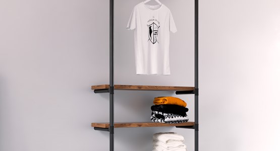 modelo Gamma Burro ropa industrial vintage estilo gondola rack tiendas La Antigua Viruta